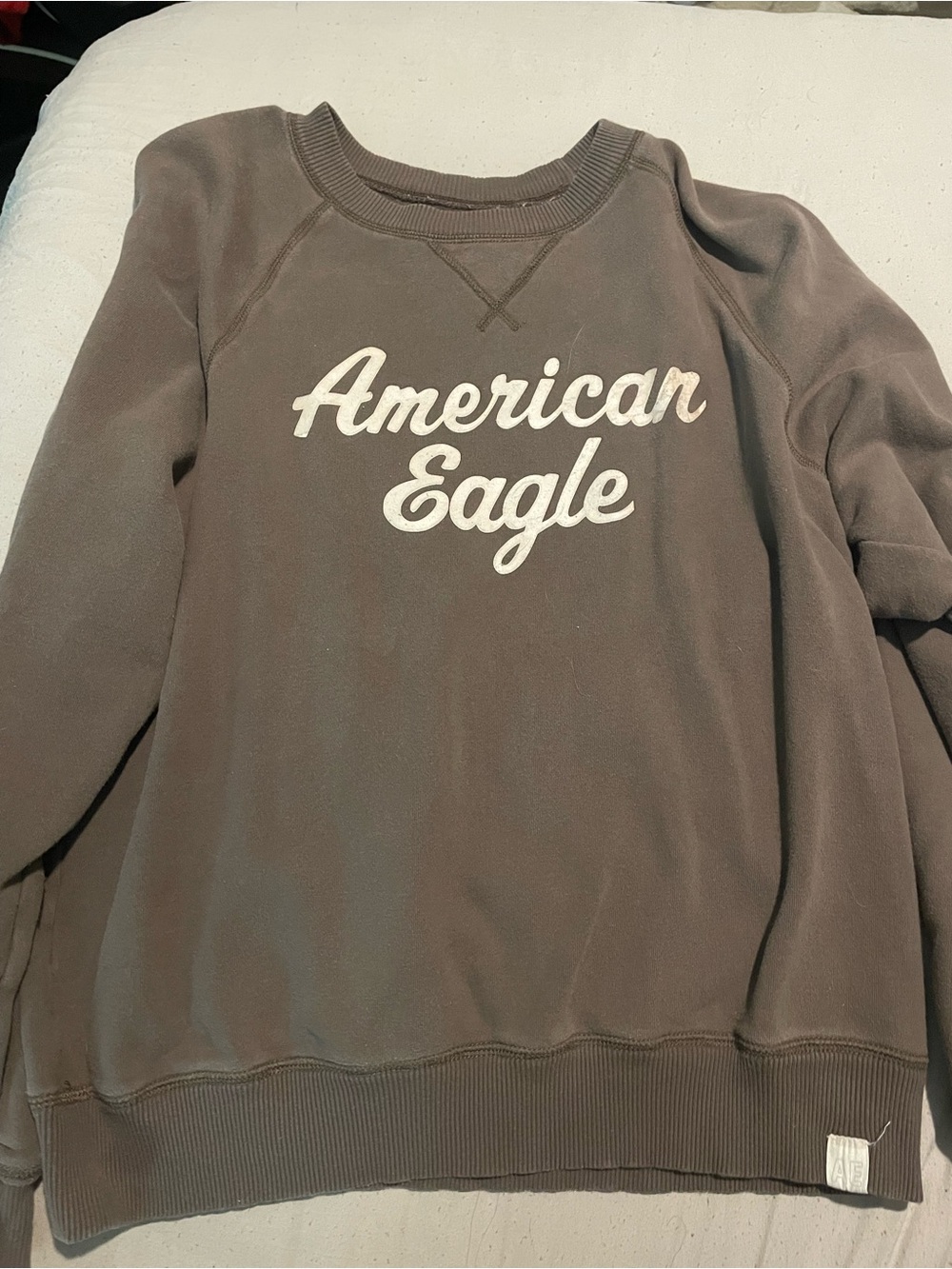 American Eagle Outfitters Brown Crewneck Sweatshirt with White Script